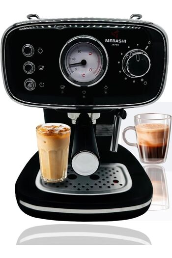 MEBASHI Espresso Coffee Machine - 20 Bar, 1.2L, Double Heating System, Black with Dual Stainless Ste
