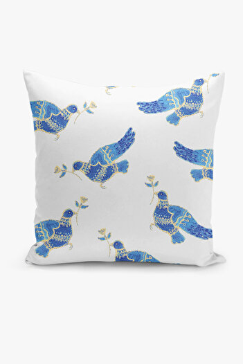 Filamente Double-Sided Digital Printing Throw Pillow Cover Bird Flower Pattern