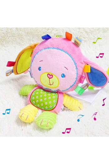 Malvys Malvys® Sensory Toy – Pink Bunny “Lila” 25 cm, Plush Toy with Colorful Labels