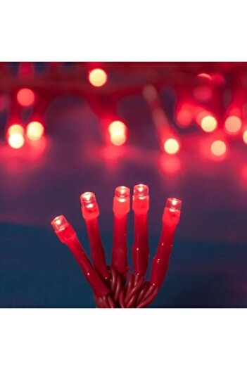OEM Lighting installation with 100 LED bulbs, red light, length 6.07 m, extendable, IP 44