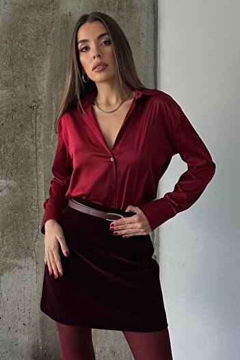 VAGGON Oversize Basic Satin Shirt
