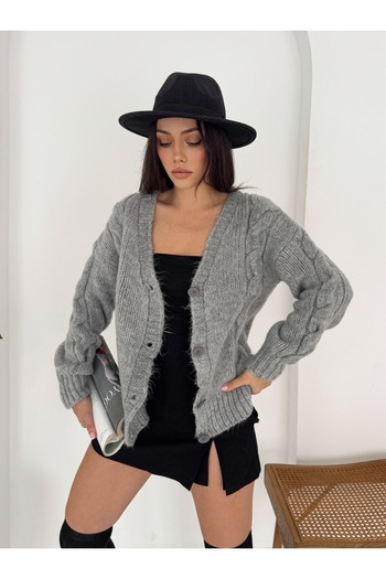 fiolin Extra Soft 4 Button V-Neck Cardigan