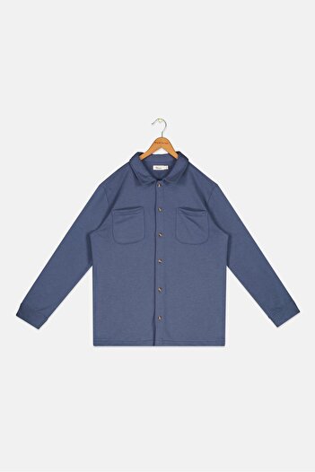 The Commons Kids Boy Plain Shirt Jacket, Blue
