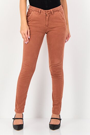 Reiko Women Regular Fit Solid Straight Leg Pants, Rust