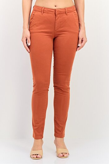 Reiko Women Regular Fit Solid Chino Pants, Spice Red