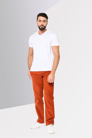 Lacoste Men Regular Fit Velvet Royal Pants, Rust