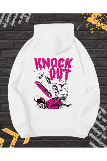 OEM Men's Hoodie with Front-Back Print, Gradient, Cotton, White, M INTL