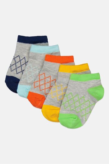 RBX Kids Boy 5 Pair Allover Print Ankle Socks, Multicolor