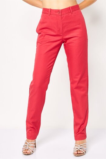 Lacoste Women Regular Fit Embroidered Logo Straight Leg Pants, Red