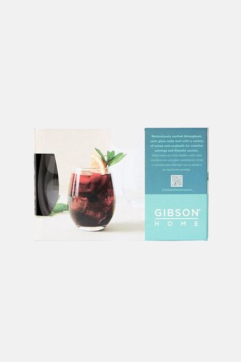 Gibson Home 4 Pcs Stemless Wine Glass Set 532ml, Transparent