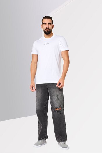 Dolce&Gabbana Men Crew Neck Short Sleeve Brand Logo T-Shirt, White