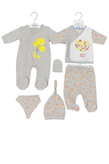 Minisse 6 Pieces Baby Romper and Bottom Top Set