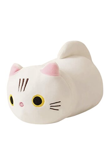 Malvys Plush Toy White Cat "Snowy" 25 cm, Kawaii Toy for Girls and Boys