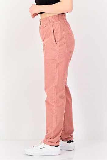 Reiko Women Regular Fit Ribbed Straight Leg Pants, Pink