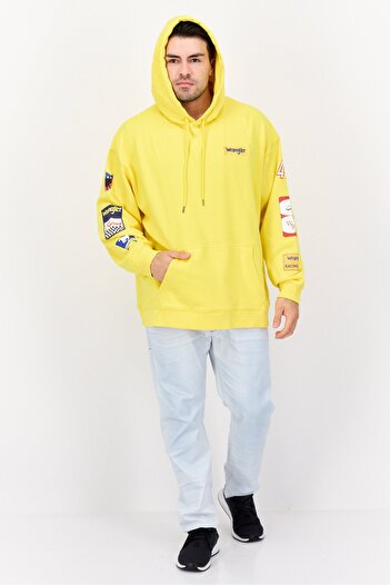 WRANGLER Men Embroidered Long Sleeves Hooded Sweatshirt, Yellow