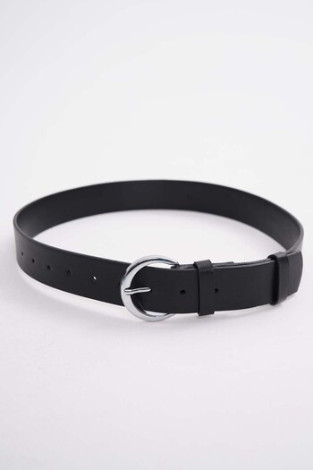 Çantacımstore Curea de damă Ovală cu inel Argintiu Negru Zbr