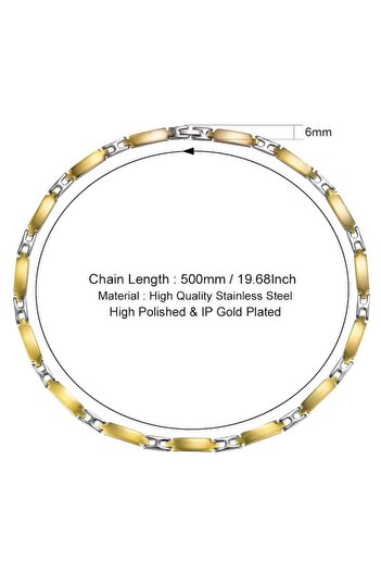 Tessero Men's bracelet and chain set made of stainless steel in two colors, 18K gold plated, Tessero,