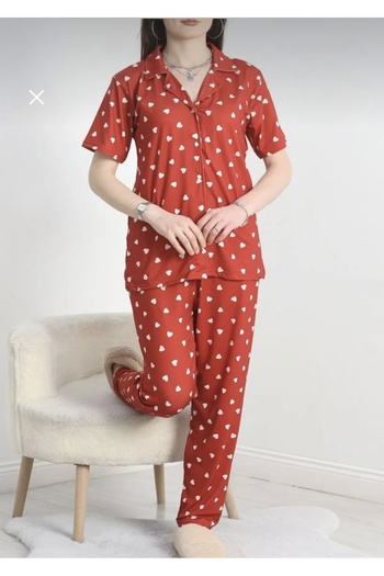 Clariss Yumoş Heart Red Pajama Set