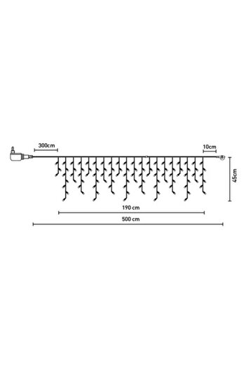 OEM LED Curtain Light, Warm Light, 100 Bulbs, 500 x 45 cm, Extendable, IP 44