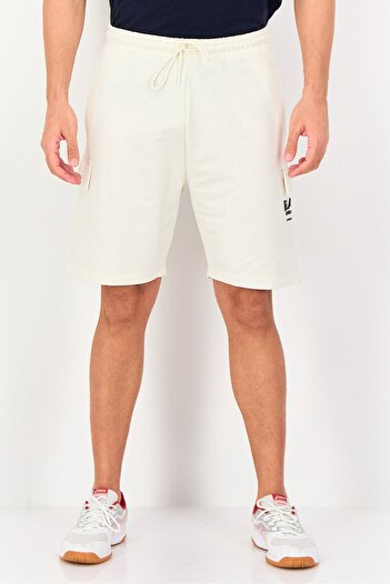 BLANK ESSENTIALS Men Brand Logo Cargo Shorts, Off White