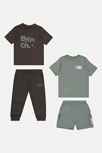 BENCH Toddlers Boy 4 Pieces Short Sleeve Graphic Print Tops And Bottom Set, Multicolor