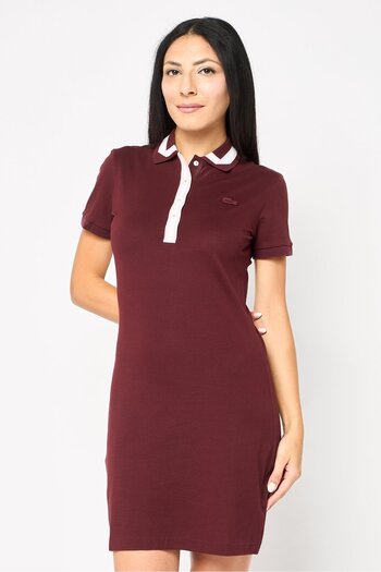 Lacoste Women Embroidered Logo Mini Dress, Maroon