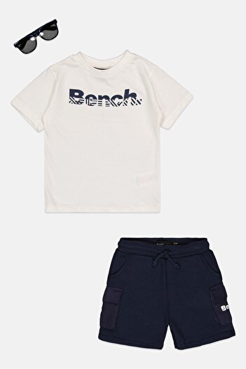 BENCH Toddlers Boy 3 Pieces Brand Logo T-shirt Shorts And Sunglass Set, Multicolor