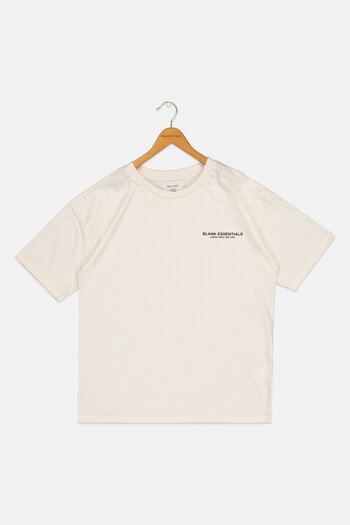 BLANK ESSENTIALS Kids Boy Short Sleeve Brand Logo T-shirt, Off White