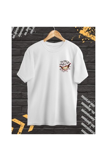 OEM Men's T-Shirt with Front-Back Print, Joker, Cotton, White, S INTL