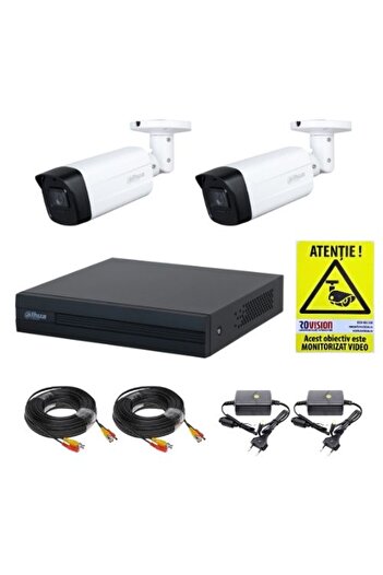 DAHUA Surveillance Kit 2 Cameras HDCVI 2MP IR 40m Lens 2.8mm, DVR WizSense 4 Channels 1080N/720p, Mo