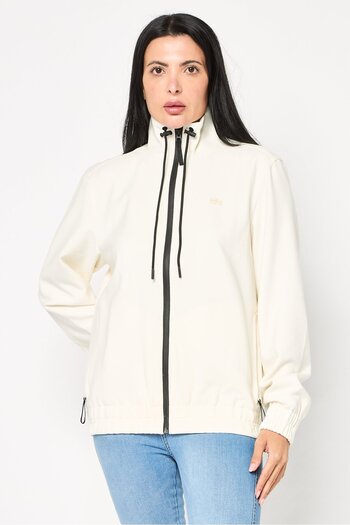Lacoste Women Long Sleeve Brand Logo Bomber jacket, Off White