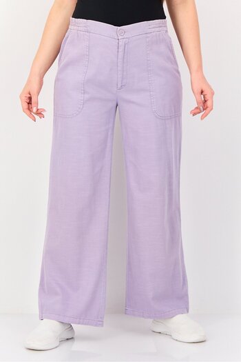 Reiko Women Regular Fit Plain Straight Leg Pants, Lavender