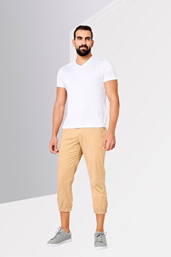 Lacoste Men Slim Fit Solid Joggers Pants, Beige
