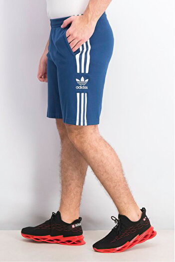 adidas Men Regular Fit 3 Stripe Drawstring Shorts, Marine Blue