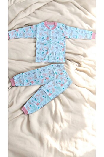MİLAYS LİFE HOME COLLECTİON Girls' Character Printed Snap-On 100% Cotton Colorful Pajama Set