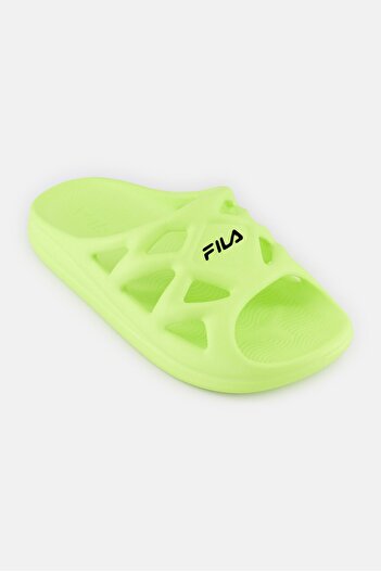 FILA Women Brand Logo Slip On Slides, Lime Green