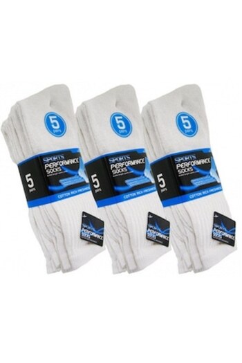 unbranded Men's Socks, 5 Pairs/Set, White, Universal Size 39-45