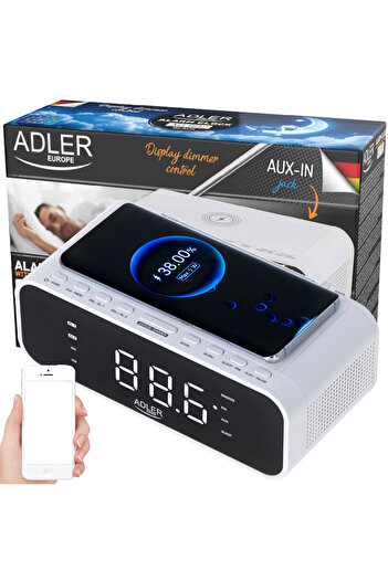 Other AD 1192 white Clock radio with wireless charger and FM