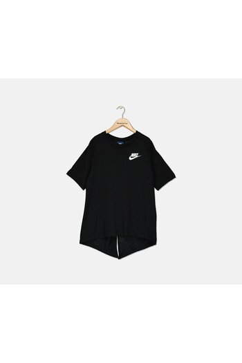 Nike Big Girls Logo,Print Split,Back T-shirt, Black