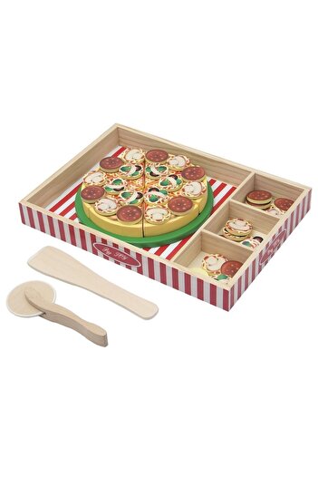 B4U Educational Toy, Wooden Pizza 64 Pieces Montessori
