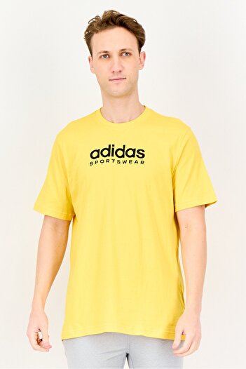 adidas Men Sportswear Fit Short Sleeves Outdoor T-Shirt, Yellow