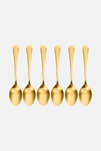 Catherine Malandrino 6 Pcs Fine Stainless Steel Tea Spoons, Golden
