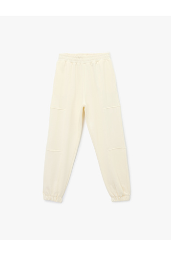 Koton Cotton High Waist Stitching Detail Pocket Jogger Sweatpants