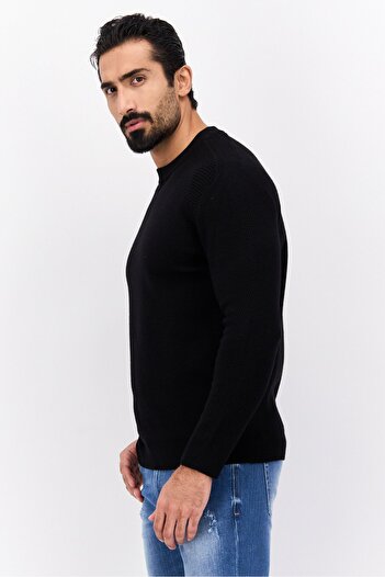 Selected Homme Men Crew Neck Long Sleeves Knitted Sweater, Black