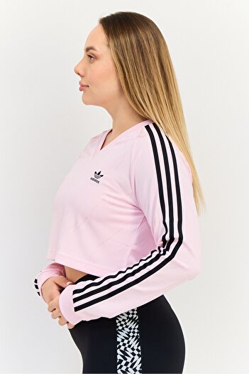 adidas Women Sportswear Fit Long Sleeve Outdoor Crop Top, Light Pink