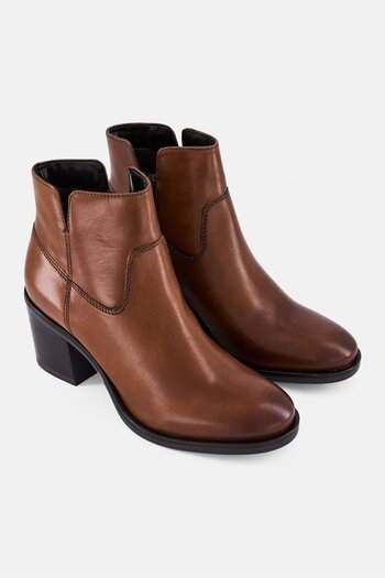 CLARKS Women Valvestino Lo Zipper Closure Ankle Boots, Dark Tan