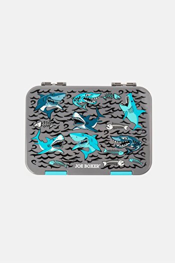Joe Boxer Shark Print Covertible Bento Lunch Box, Grey