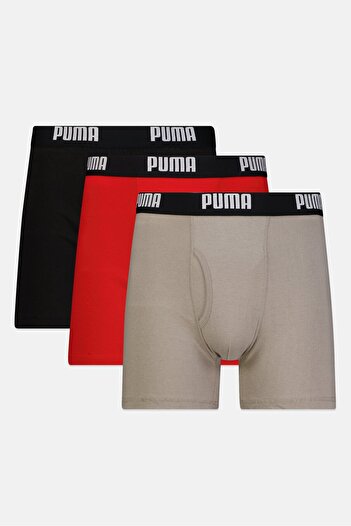 Puma Men 3Pcs Brand Logo Boxer Briefs, Multicolor