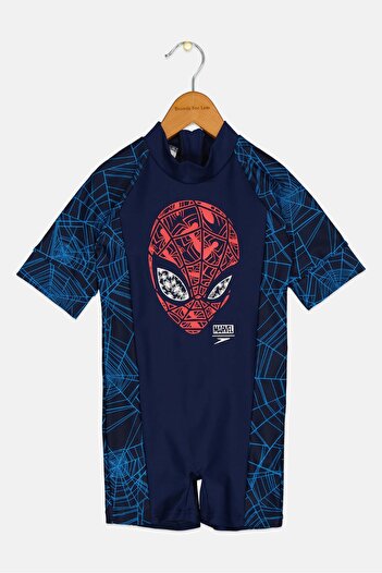 SPEEDO x Marvel Toddlers Boy Short Sleeve Graphic Print Swimsuit, Multicolor
