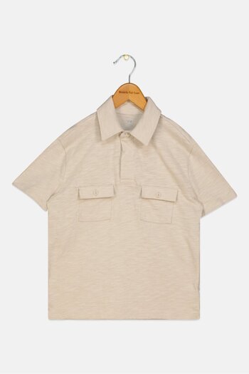 GAP Kids Boy Short Sleeve Plain Polo Shirt, Beige